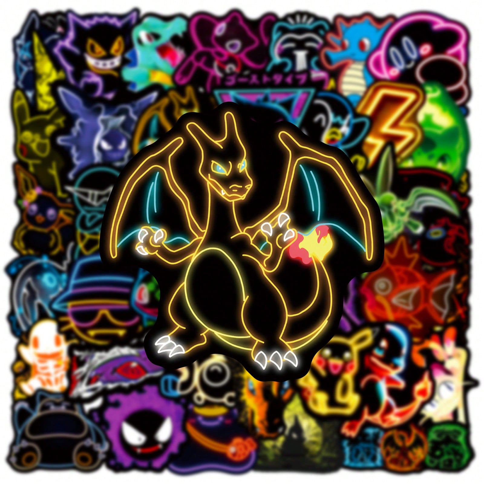 Laptop Accessories Light - 60/100pcs Stiker Anime Pokemon Neon Light