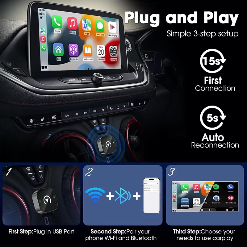Adaptor CarPlay Nirkabel 2-in- - Usb C Power Adapter ulasan dan harga