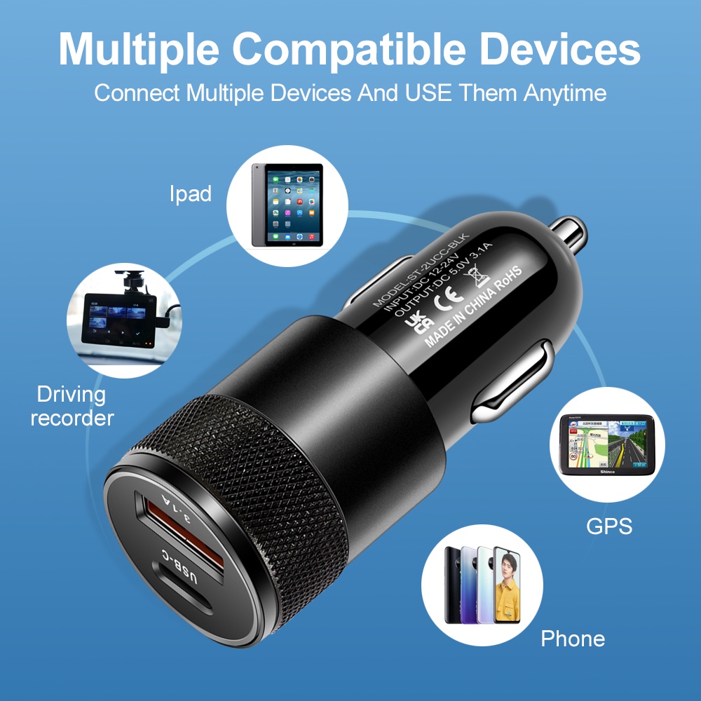 Pengisi Daya Mobil USB 66W Tip - Usb C Power Adapter ulasan dan harga