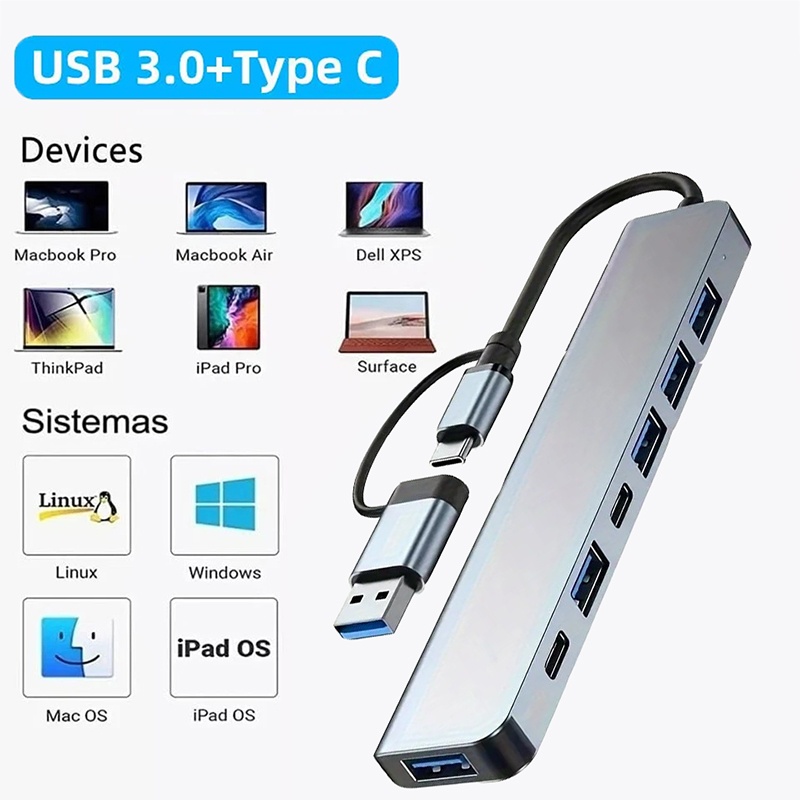 2 In 1 USB3.0 Hub 7 Port Tipe  - Laptop Accessories Price ulasan dan harga